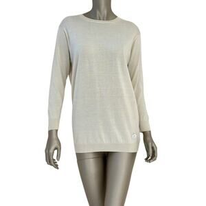 Louis Vuitton Cream Silk Cashmere Long Sleeve Top Sz.M